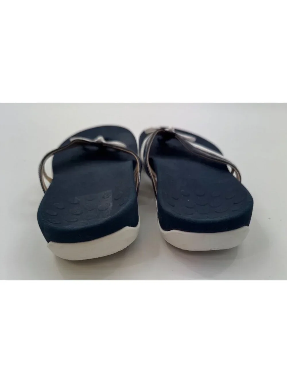 Vionic Bella X Womens Orthotic Flip Flops Navy & White Size 8.5 Bow Accent